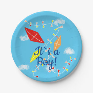 Plato De Papel Comete en el cielo, es un muchacho Fiesta de Baby