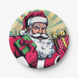 Plato De Papel Comic book Santa/Navidades