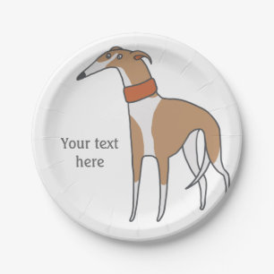 Plato De Papel Comic Whippet Dog Personalizable
