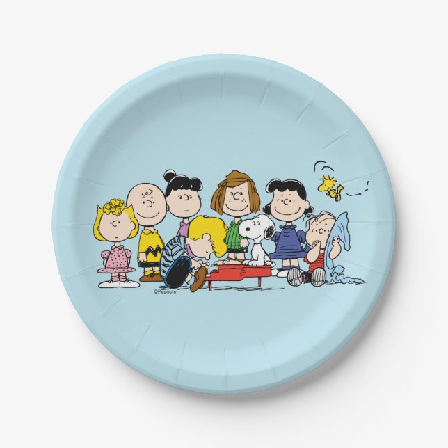Plato De Papel Cómics de Peanuts | Charlie Brown y pandilla (Anverso)