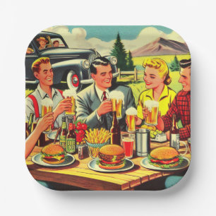 Plato De Papel Comics retro picnic