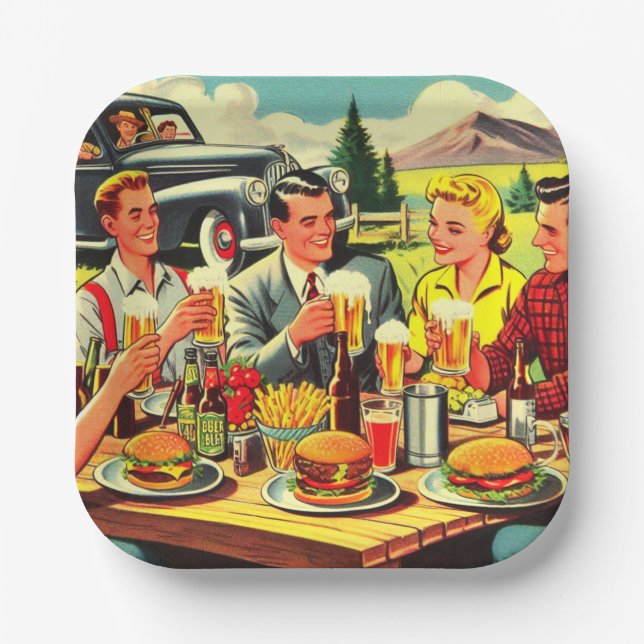 Plato De Papel Comics retro picnic (Anverso)