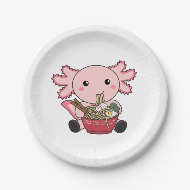 Plato De Papel Comida Axolotl Ramen Comida japonesa Kawaii Animal (Anverso)