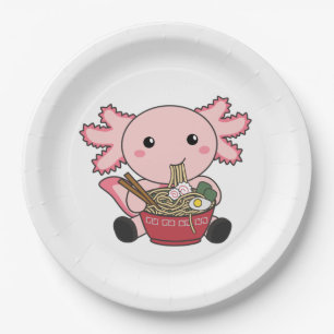 Plato De Papel Comida Axolotl Ramen Comida japonesa Kawaii Animal