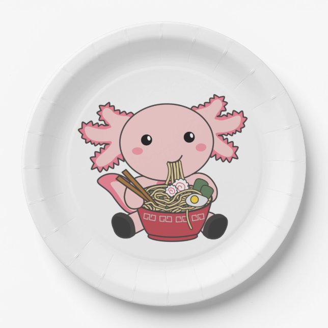 Plato De Papel Comida Axolotl Ramen Comida japonesa Kawaii Animal (Anverso)