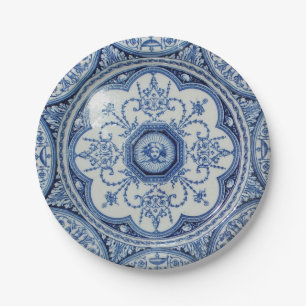 Plato De Papel Comida campestre 1896 Minton Libro Blanco azul y 7