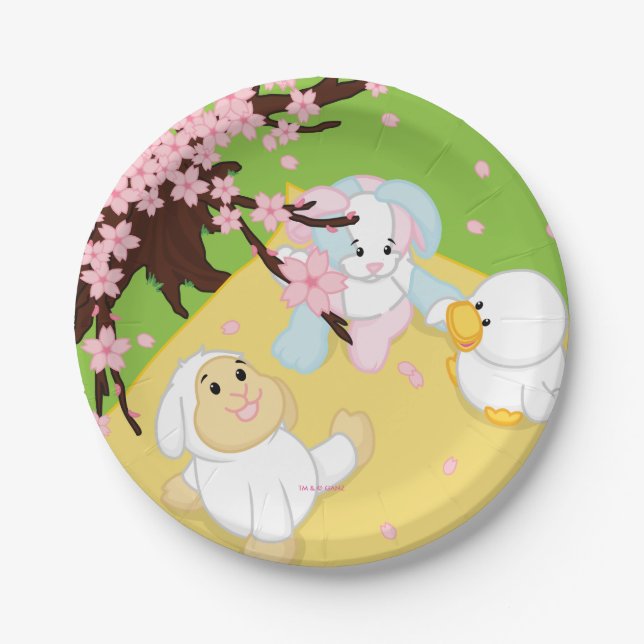 Plato De Papel Comida campestre de la celebración de la primavera (Anverso)