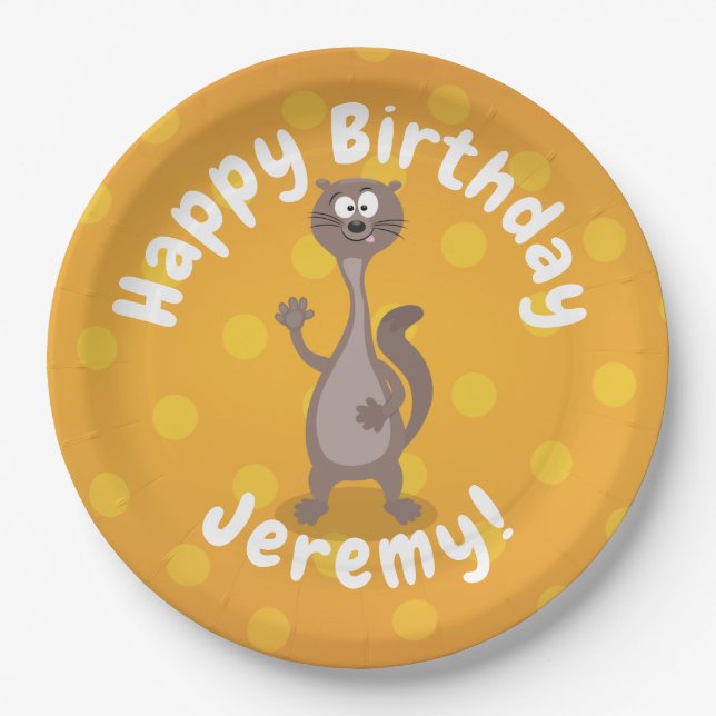 Plato De Papel Comida divertida tejiendo ilustracion personalizad (Anverso)