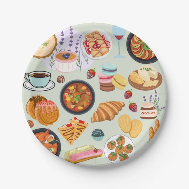 Plato De Papel Comida francesa (Anverso)