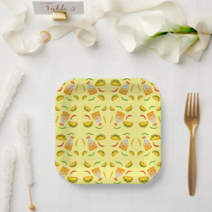 Plato De Papel Comida Hispana Mexicana Tacos Tequila