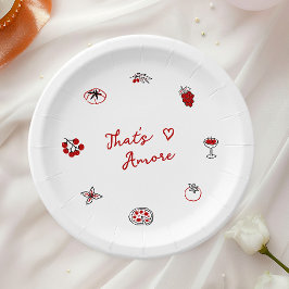 Plato De Papel Comida Italiana That's Amore Bridal Shower Roja