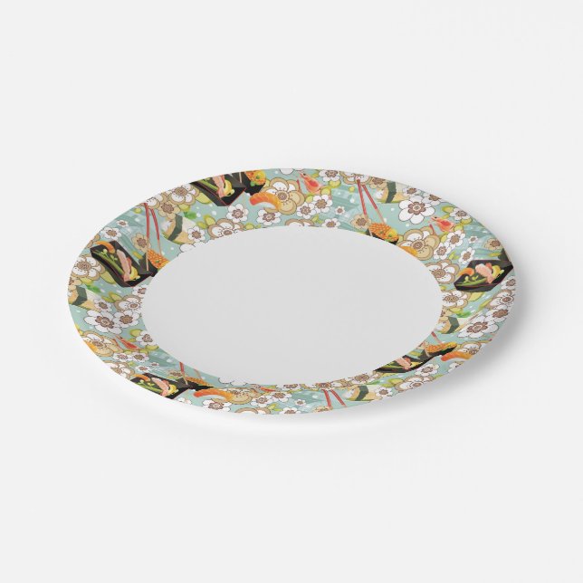 Plato De Papel Comida japonesa: Patrón de sushi 4 (Angular)