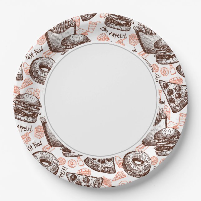 Plato De Papel Comida rápida (Anverso)