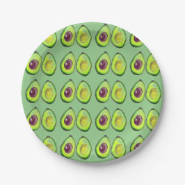 Plato De Papel Comida vegana verde Aguacate Foodie vegetariano