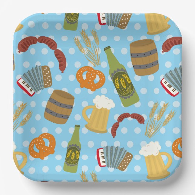 Plato De Papel Comida y bebida Oktoberfest (Anverso)