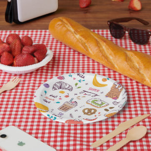 Plato De Papel Comida y bebida variada