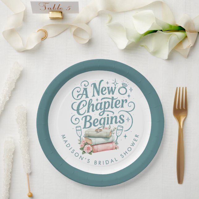 Plato De Papel Comienza un Nuevo Capítulo Bridal Shower con Brill (Boda)