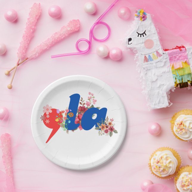 Plato De Papel Comma la Flowers (Fiesta)