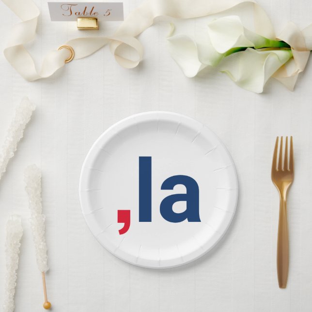 Plato De Papel Comma La kamala pronunciación graciosa patriótica (Boda)