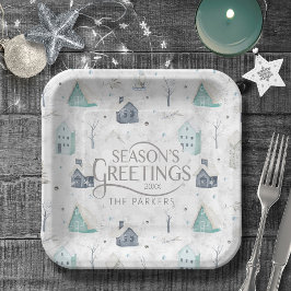 Plato De Papel Cómodo Navidades del hogar ID985 Verde azulado