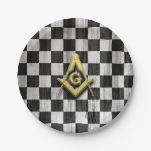 Plato De Papel Compas cuadradas y cheques