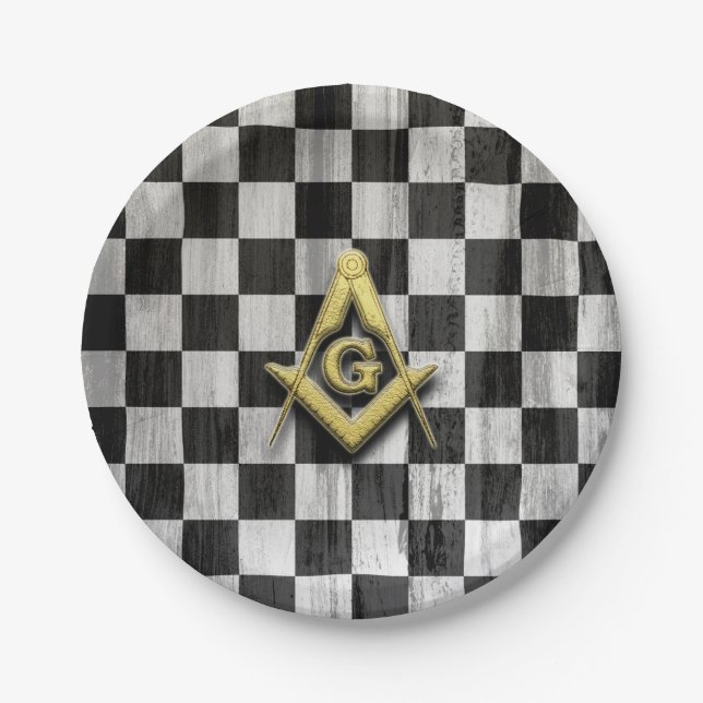 Plato De Papel Compas cuadradas y cheques (Anverso)