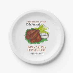 Plato De Papel Competencia de alimentación de ala de pollo calien