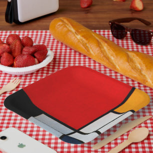 Plato De Papel Composición con gran plano rojo