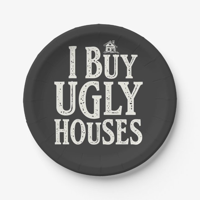 Plato De Papel Compré casas feas de alquiler de inmuebles (Anverso)