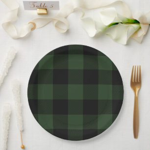 Plato De Papel Comprobación de búfalo Simetría verde celta y negr