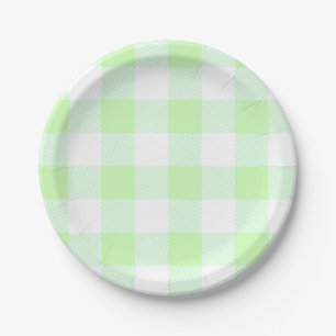 Plato De Papel comprobación de gingham verde claro