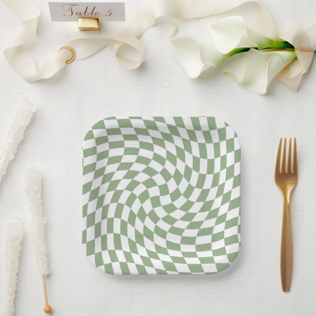Plato De Papel Comprobación de la colección de Bodas verdes de sa (Boda)