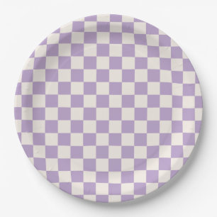 Plato De Papel Comprobación púrpura, Patrón de tablero de cheq