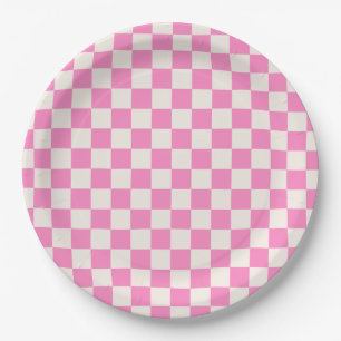 Plato De Papel Comprobación rosa, Patrón de tablero de cheques,