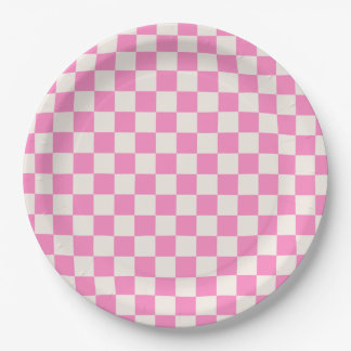 Plato De Papel Comprobación rosa, Patrón de tablero de cheques, r