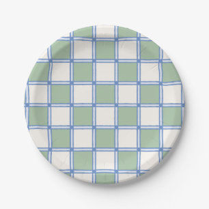 Plato De Papel Comprobadores de pintura azul y verde pastelero