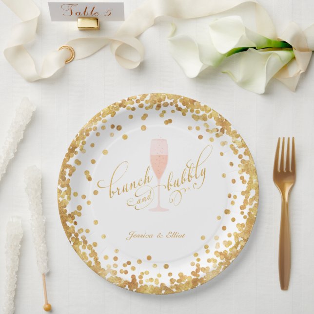 Plato De Papel Compromiso de Brunch & Bubbly | Bachelorette | Duc (Boda)