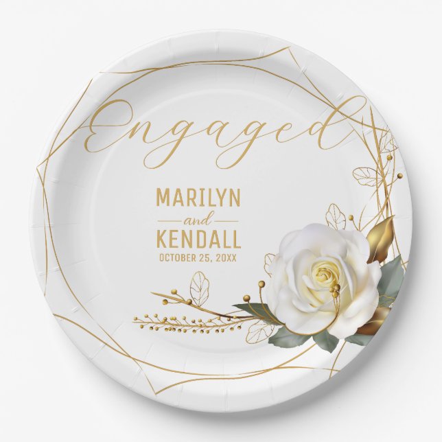 Plato De Papel Compromiso de oro Rosa (Anverso)
