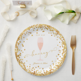Plato De Papel Compromiso Sip Sip Hooray | Bachelorette | Ducha