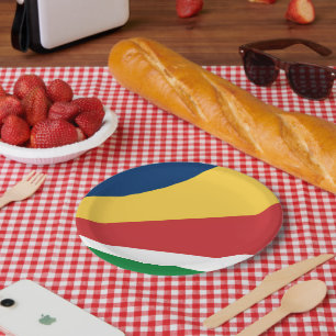 Plato de papel con diseño de colores de Seychelles