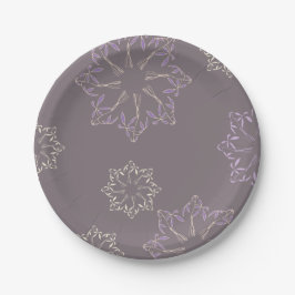 Plato de papel con diseño de plantas.