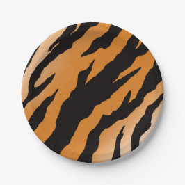 Plato de papel con diseño de rayas de tigre