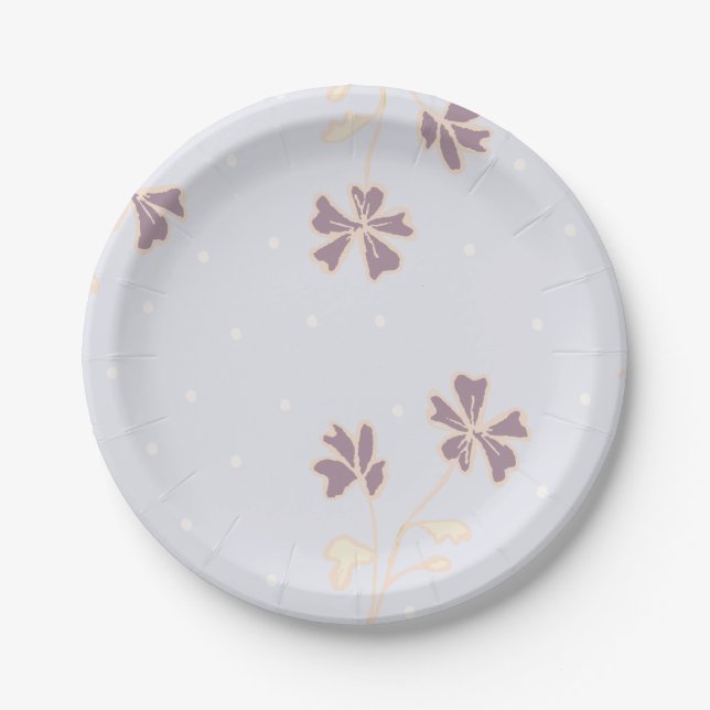 Plato de papel con diseño floral. (Anverso)