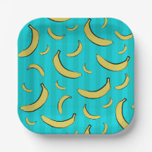Plato de papel con estampado de plátano