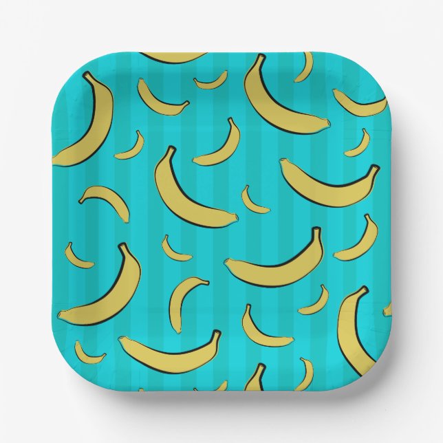 Plato de papel con estampado de plátano (Anverso)