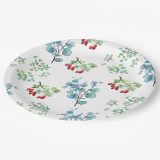 Plato de papel con estampado floral