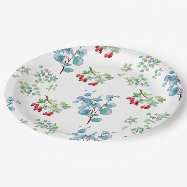 Plato de papel con estampado floral (Angular)
