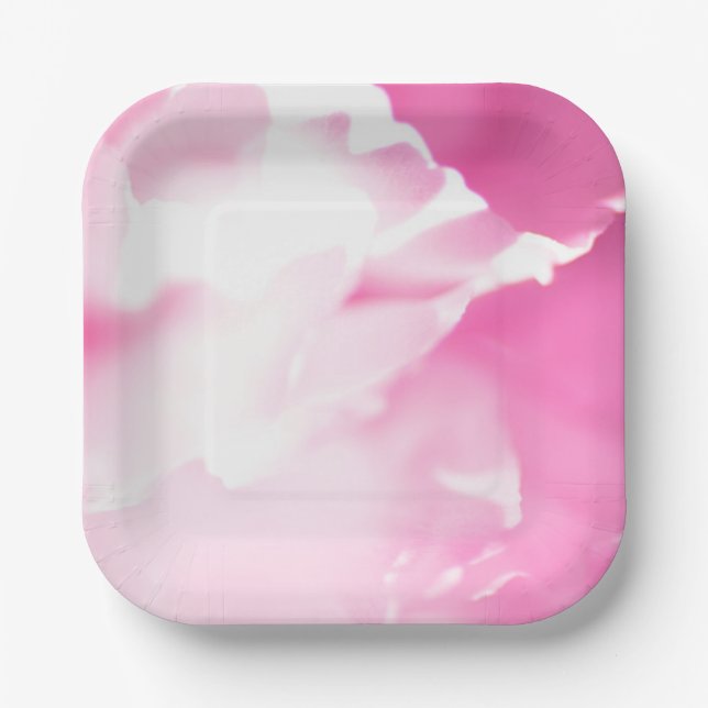 Plato de papel con estampado floral rosa (Anverso)