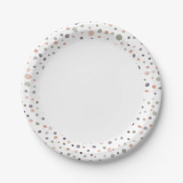 Plato de papel con lunares de confeti de acuarela