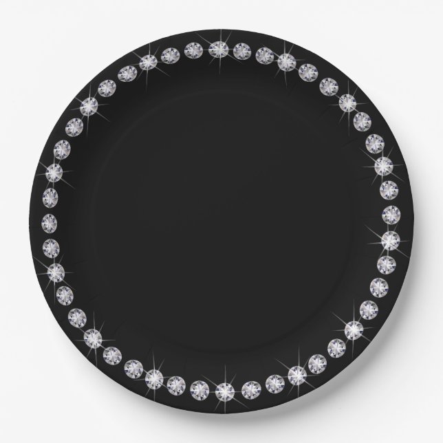 Plato de Papel con Marco Redondo de Diamante (Anverso)
